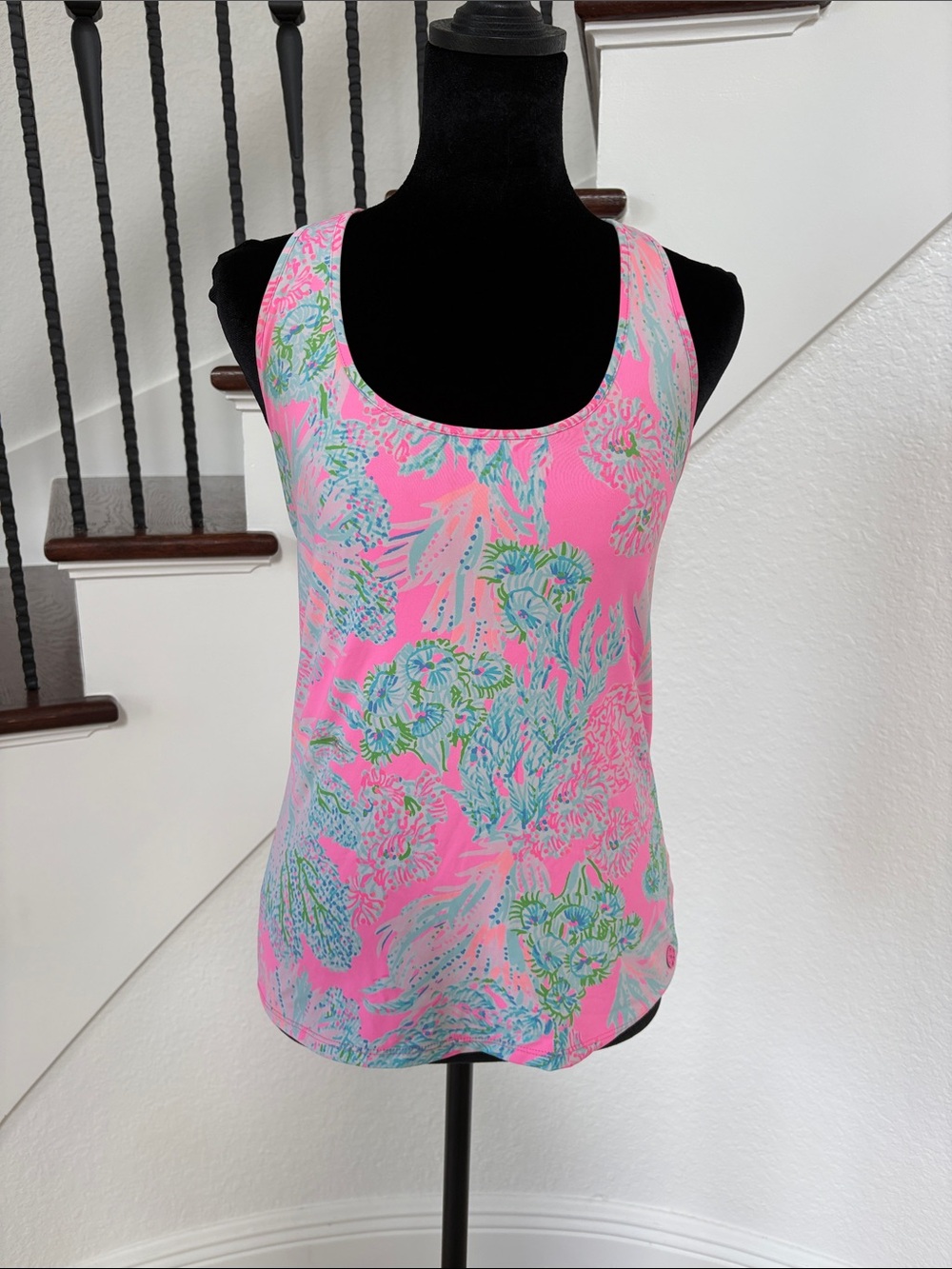 Lilly Pulitzer Pink Floral Scoop Neck Tank